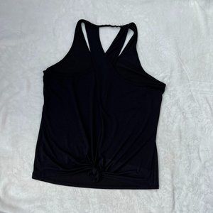 Athleta Black Racerback tank with tie lower back Size M.
